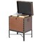 Vintiquewise Brown and Black Trimmed Faux Leather Lockable Square Lined Storage Trunk, End Table on Metal Stand QI003796.BN - alternate 5